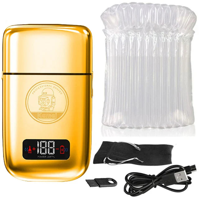 Hot Sale Kemei Km-Tx3 2021new design Anti Pinch Hair Product Electric Gold Metal Body Shaving Usb Charging Reciprocating Shaver