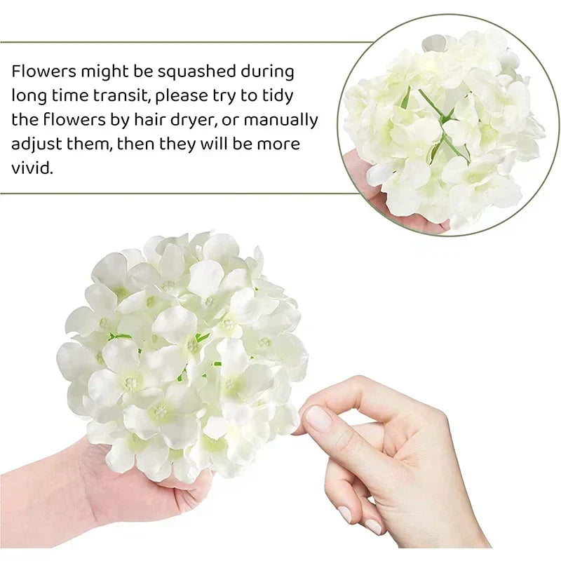 50 PCS Artificial Hydrangea Flowers Silk Hydrangea Heads for Wedding