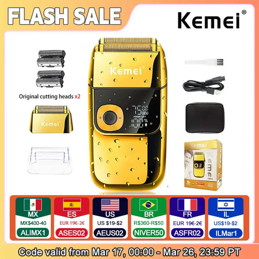 Kemei 2 in 1 Electric Shaver Men Electric Razor Rechargeable Beard Shaver Floating Hair Trimmer Face Care Beard Shaving Machine