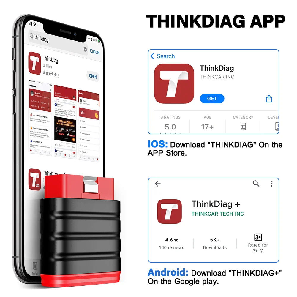 Thinkcar Thinksafe Bluetooth OBD2 Automotive Scanner Car Code Reader 5 Reset All System OBD 2 Auto Diagnostic Tools PK Thinkdiag