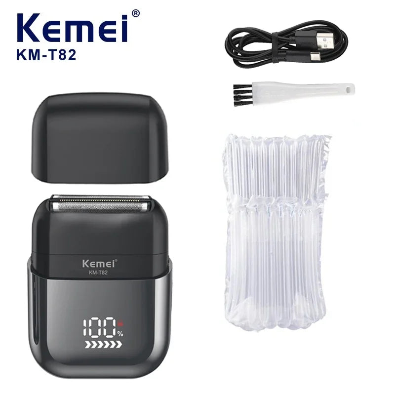 Kemei KM-T82 Usb Reciprocating Electric Shaver Washable Digital Display Professional Electric Portable Travel beard trimmer