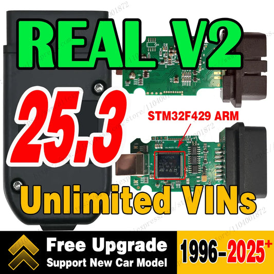 Best 2025+ Real V2 V25.4 VagCom Diagnostic Tool Update Online With Unlimited VINS VagCom HEX Usb Interface V25.3 Coding Function