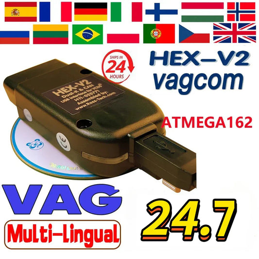 2024 VCDS VAGCOM Interface VCDSCAN HEX V2 Update 24.7 FOR VW For AUDI Skoda Seat Multi-Language Car Autocom Diagnostics Tools