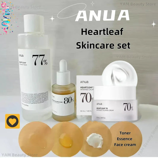 Anua Skincare Set Heartleaf 77 Toner Ampoule Nicotinamide Essence Face Cream  Control Cleansing Oil 77 Set Korean Skin care