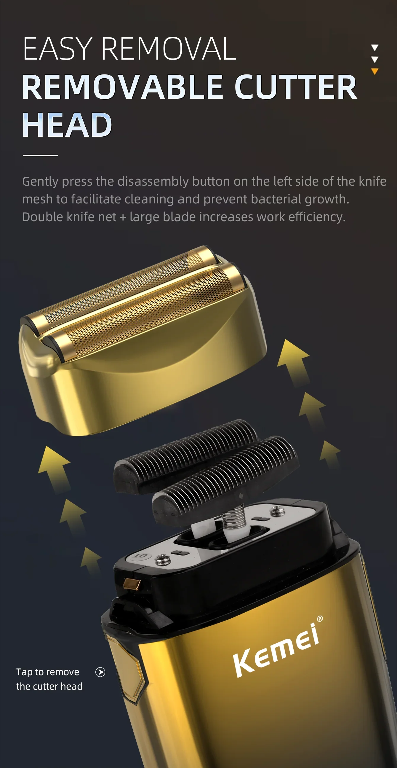 Kemei TX10 New Electric Shaver with LED Display Screen Rechargeable Hair Beard Razor Bald Head Shaving for Men