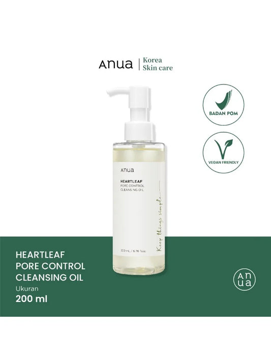 ANUA Heartleaf Pore Control Cleansing Oil Facial Oil Cleanser Makeup Remover Blackhead Remover Korean Skincare 200ml (Original)
