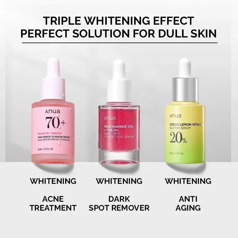 Anua Skincare Products 70% Nicotinamide Essence Black Spot Serum Lemon Vitamin C and Peach Essence 30ml Korean Skin Care