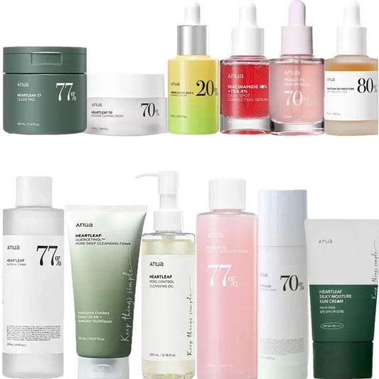 ANUA Korean Skin Care Set - Oil Control Pore Care Toner Essence Cream Moisturizing Deep Cleansing Pure Natural Plant Ingredients