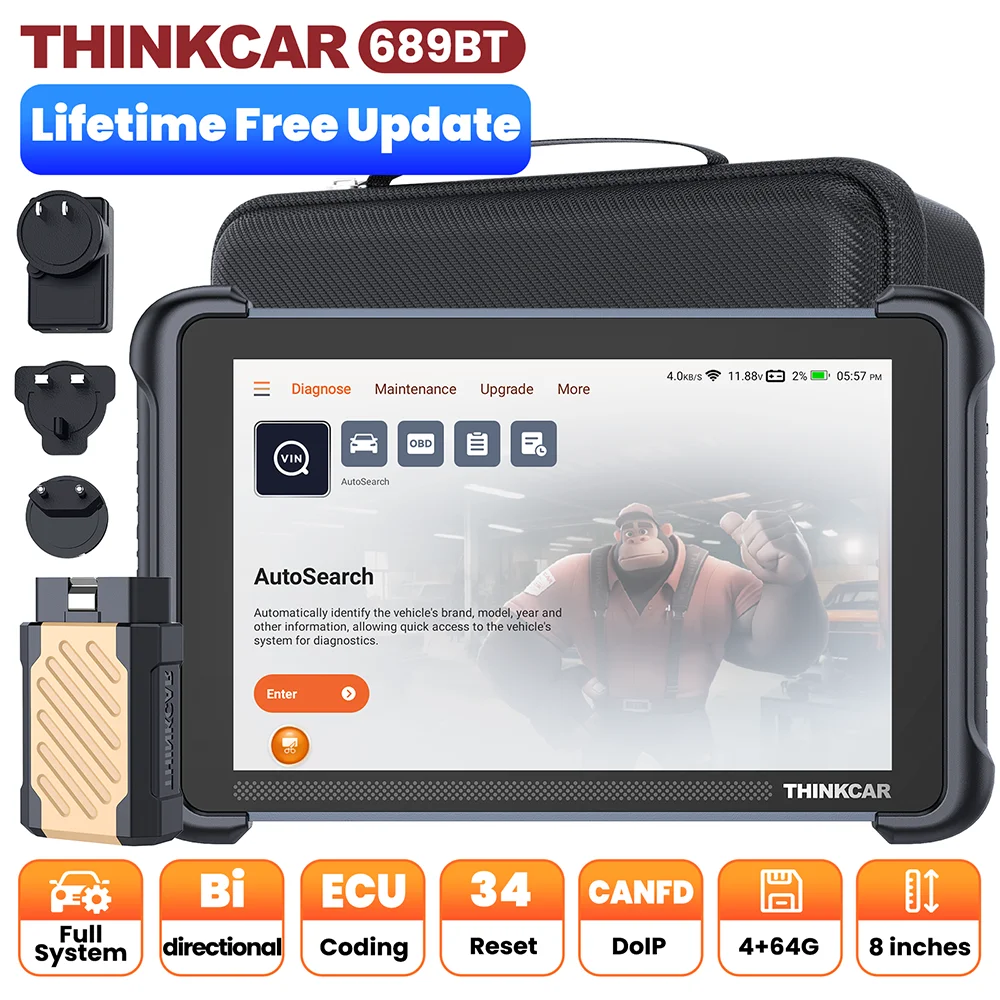 THINKSCAN 689BT Auto OBD2 Scanner CANFD DOIP Full System Actuator Test 34 Reset IMMO Lifetime Free Update Car Diagnostic Tool