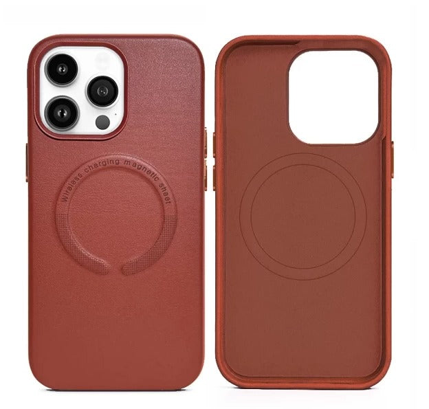 Spec-Executive Leather Megasafe Mobile Case for Iphone15pro-Brown, Free Shipping