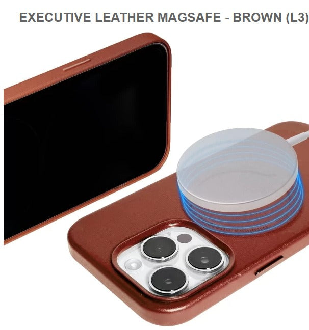 Spec-Executive Leather Megasafe Mobile Case for Iphone15pro-Brown, Free Shipping