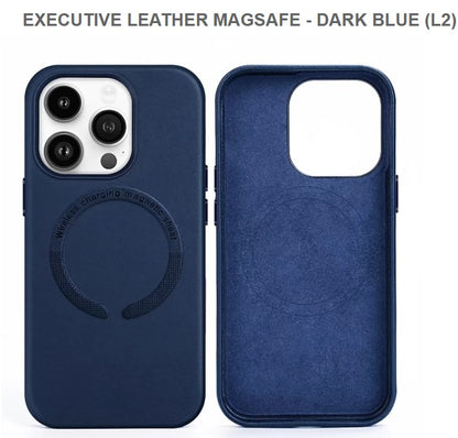 Executive Leather Megasafe Mobile Case for Iphone15pro-Dark Blue, Free Shipping