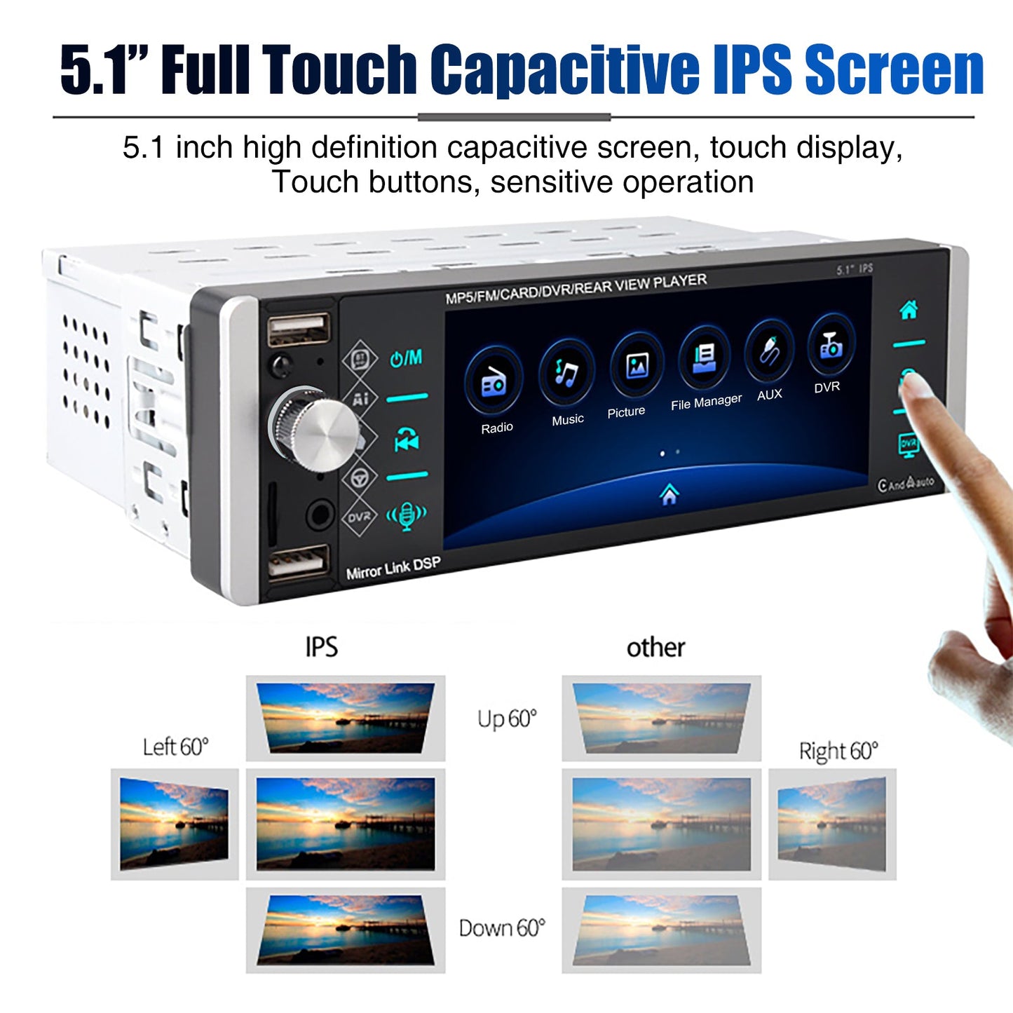 ESSGOO Single DIN Car Stereo Head Unit Wireless Carplay Android Auto 5" HD Touch Screen Bluetooth USB AUX-IN TF FM MP5 Player