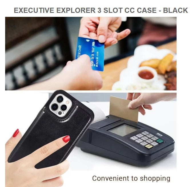 EXECUTIVE EXPLORER 3 SLOT CC CASE for 1Phone 15 Pro Max-Black-Get Free Shipping