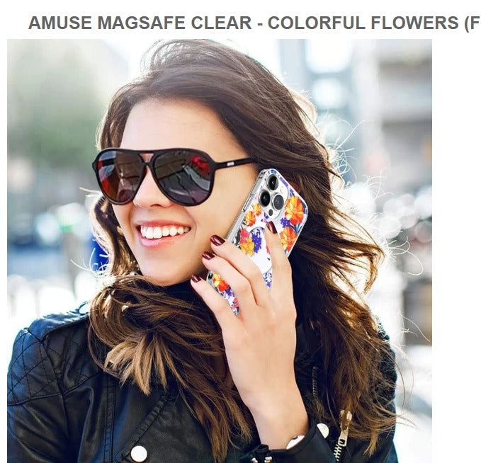 AMUSE MEGASAFE CLEAR Mobile Case for Iphone 15Pro Max -COLORFUL FLOWERS