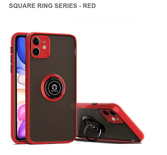 Square Ring Series Mobile Cover for Iphone 11 & 11 Pro- Red-Get Free Shipping