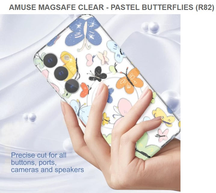 Amuse Megasafe Clear Mobile Cover For Samsung S24-Pastel Butterflies