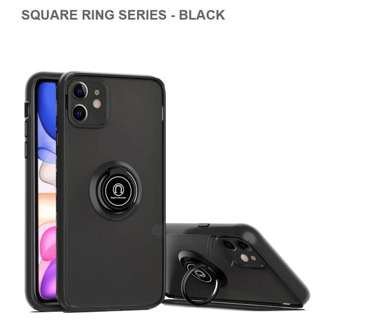 Square Ring Series Mobile Cover for Iphone 11 & 11 Pro- Black-Get Free Shipping