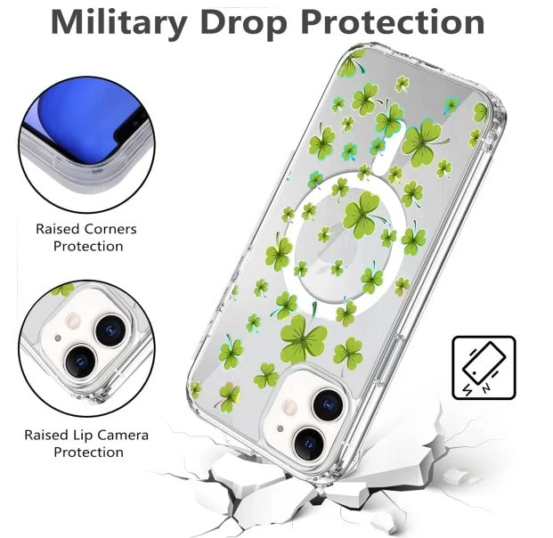 Amuse Megasafe Clear Mobile Case for Iphone 11 &11Pro-Green Floral-Free Shipping