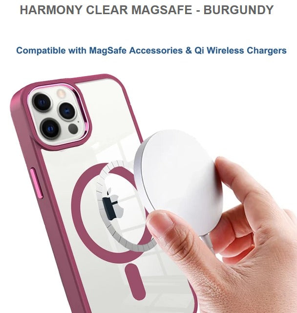 HARMONY CLEAR MEGASAFE Mobile Cover for Iphone 12&12 Pro -BURGUNDY-Free Shipping