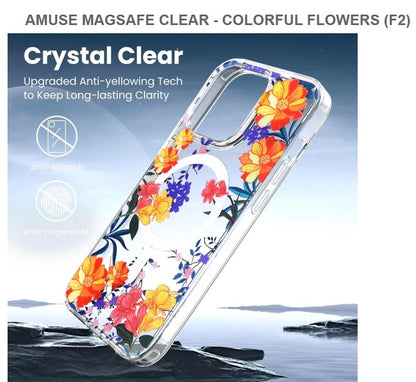 AMUSE MEGASAFE CLEAR Mobile Case for Iphone 15Pro Max -COLORFUL FLOWERS