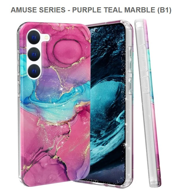 Amuse Series Mobile Cover For Samsung S23Plus -Purple Teal Marble