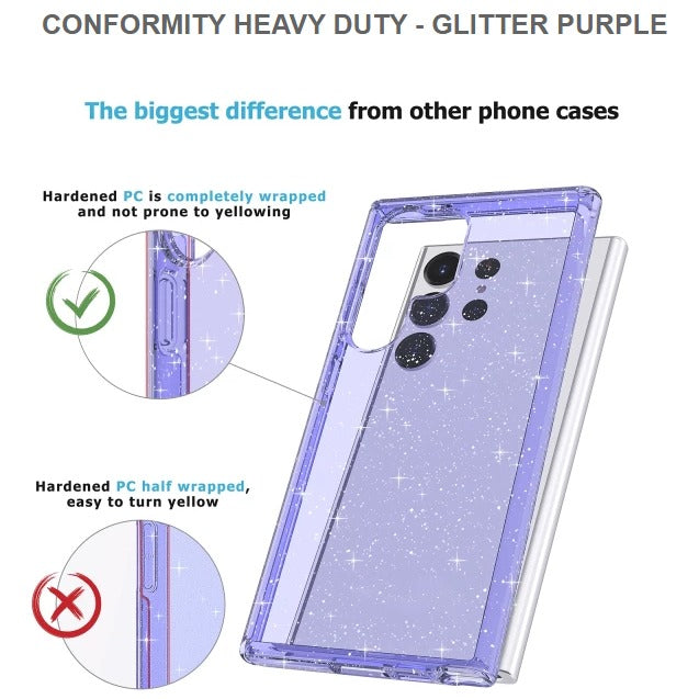 Conformity Heavy Duty Mobile Caseof Samsung S23Ultra-Glitter PurpleFree Shipping