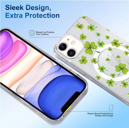 Amuse Megasafe Clear Mobile Case for Iphone 11 &11Pro-Green Floral-Free Shipping