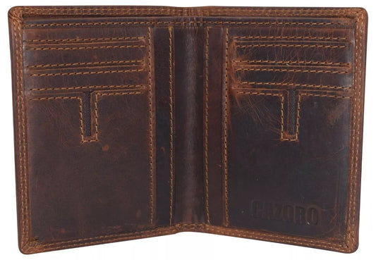 Vintage Leather Mens Slim Bifold Wallet RFID Blocking Credit Card Holder Wallets