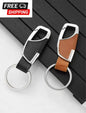 Men's Metal & Leather Keychain, Creative Gift For Men Metallic Key Ring Keychain