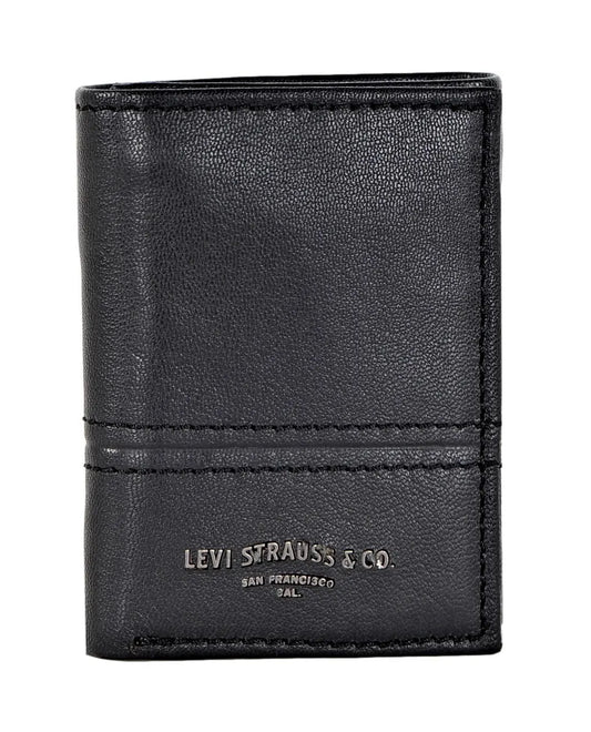 Levi's Men's Genuine Leather RFID-Blocking Trifold Wallet Black