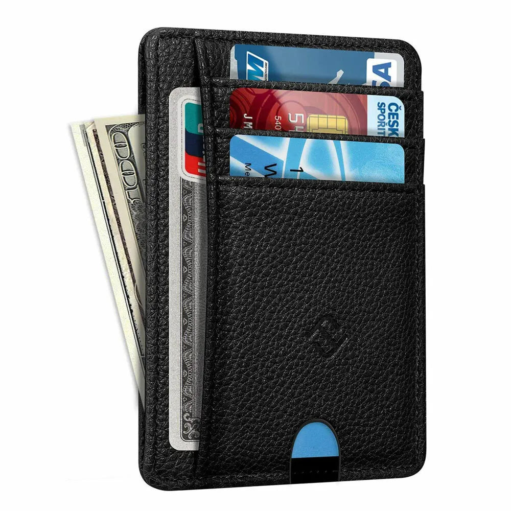 Mens RFID Blocking Leather Slim Wallet Money Credit Card Slots Coin Holder