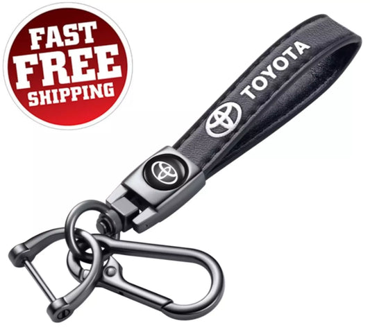 Leather Car Key Chain Metal Car Keyring Keychain for Toyota Key Fob Men Women