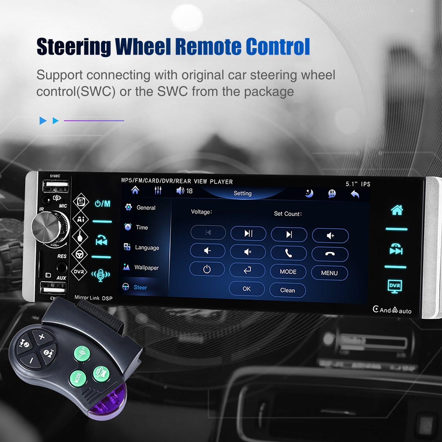 ESSGOO Single DIN Car Stereo Head Unit Wireless Carplay Android Auto 5" HD Touch Screen Bluetooth USB AUX-IN TF FM MP5 Player